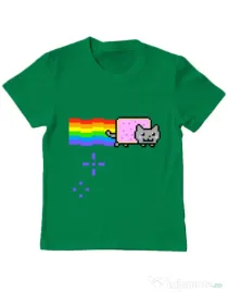 Tricou ADLER copil Nyan cat Verde mediu