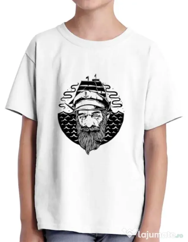 Tricou ADLER copil Old Helmsman Alb
