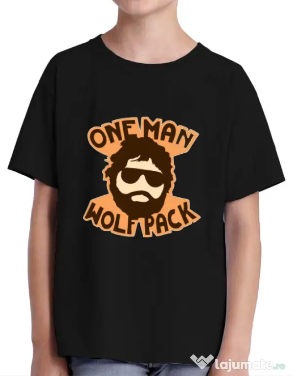 Tricou ADLER copil One man wolf pack Negru