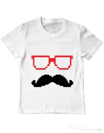 Tricou ADLER copil Pixel mask Alb
