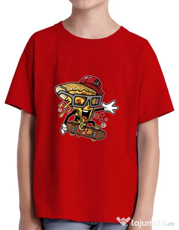 Tricou ADLER copil Pizza Skater Rosu
