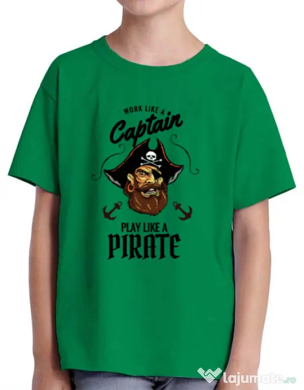 Tricou ADLER copil Play like a pirate Verde mediu