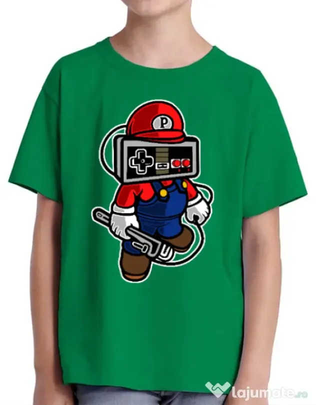 Tricou ADLER copil Player head Verde mediu