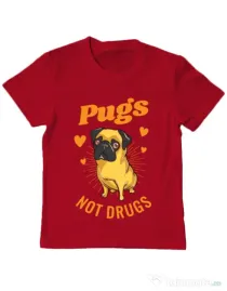 Tricou ADLER copil Pugs not drugs Rosu
