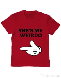 Tricou ADLER copil She's my weirdo Rosu