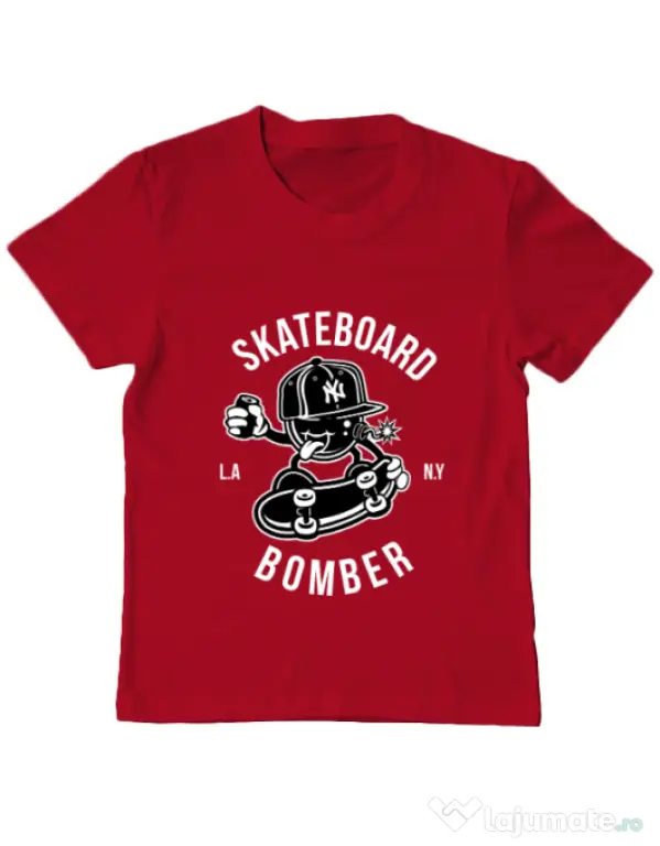 Tricou ADLER copil Skateboard Bomber Rosu