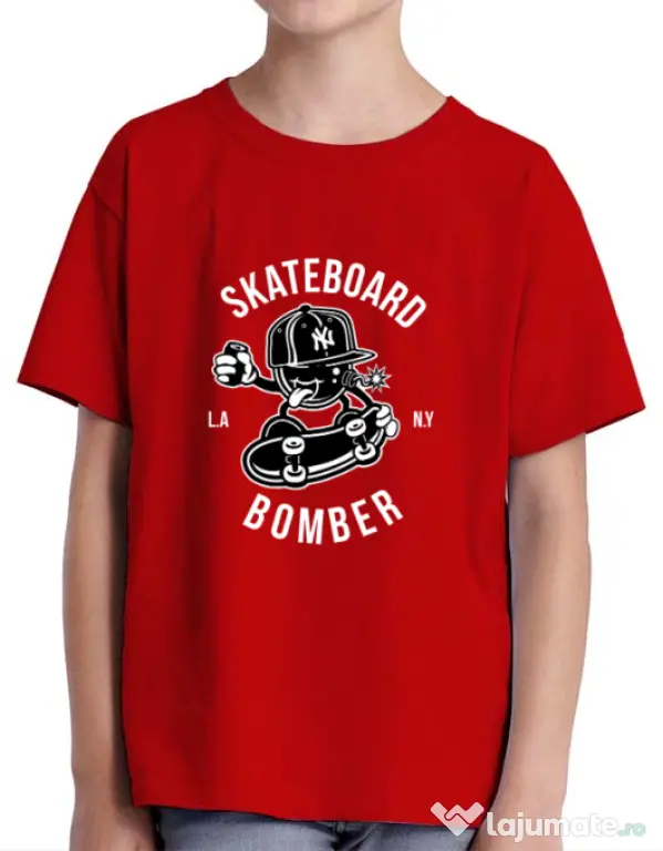 Tricou ADLER copil Skateboard Bomber Rosu