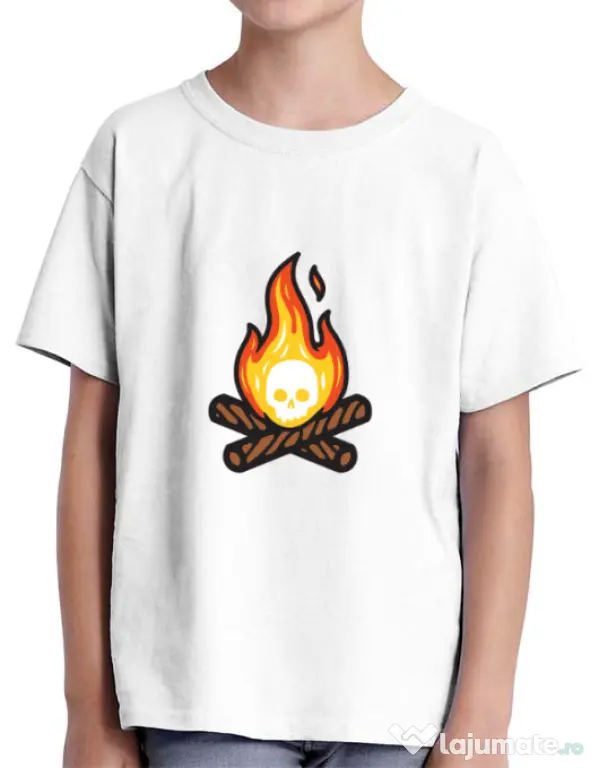 Tricou ADLER copil Skullfire Alb