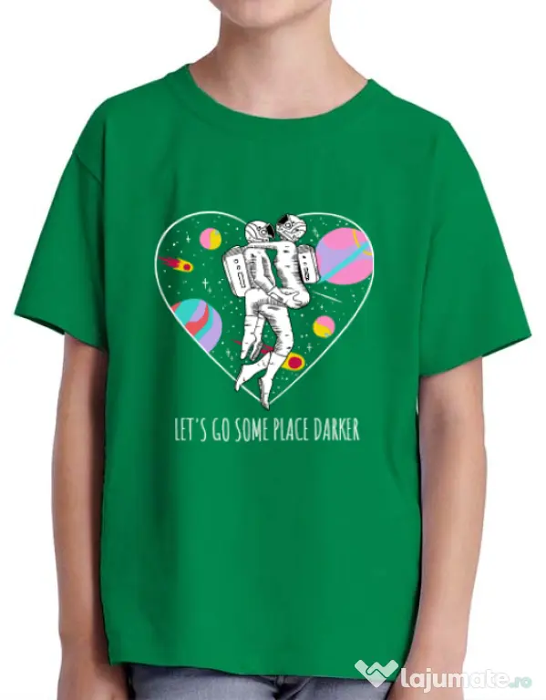 Tricou ADLER copil Space love Verde mediu