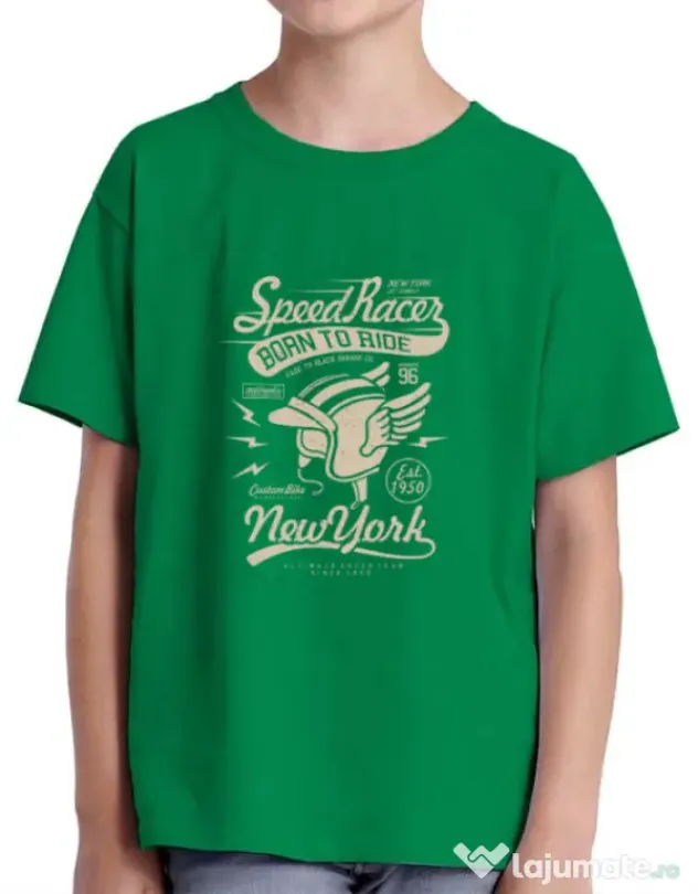 Tricou ADLER copil Speed Racer Verde mediu