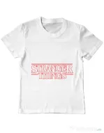Tricou ADLER copil Stranger things outline Alb