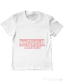 Tricou ADLER copil Stranger things outline Alb