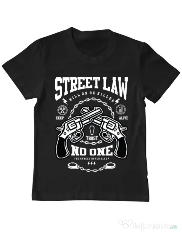 Tricou ADLER copil Street Law Negru