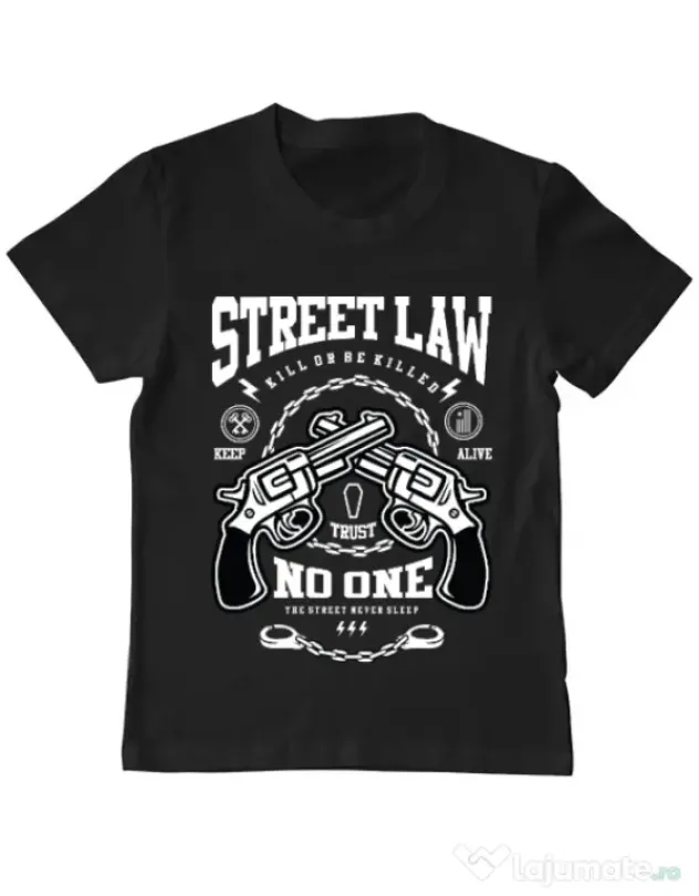 Tricou ADLER copil Street Law Negru