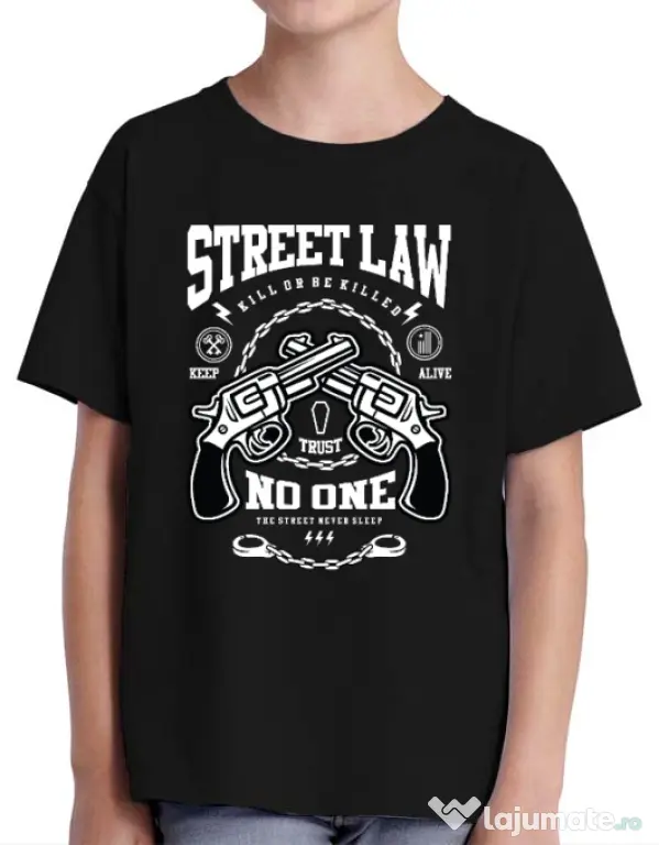 Tricou ADLER copil Street Law Negru