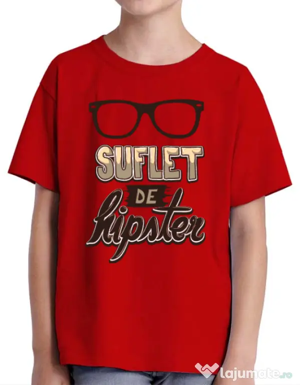 Tricou ADLER copil Suflet de hipster Rosu