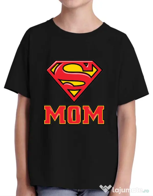 Tricou ADLER copil Super mom Negru