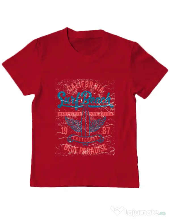 Tricou ADLER copil Surf Beach Rosu