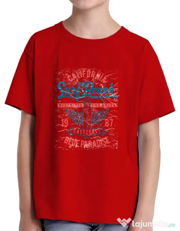 Tricou ADLER copil Surf Beach Rosu