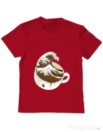 Tricou ADLER copil The Great Wave off Coffee Rosu