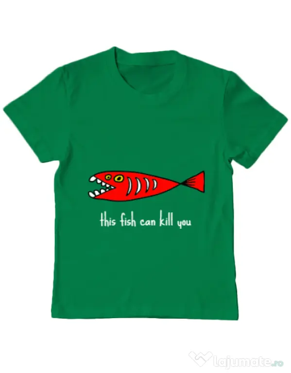 Tricou ADLER copil This fish can kill you Verde mediu