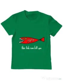 Tricou ADLER copil This fish can kill you Verde mediu