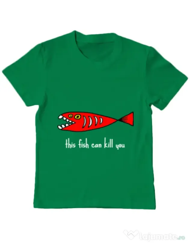 Tricou ADLER copil This fish can kill you Verde mediu