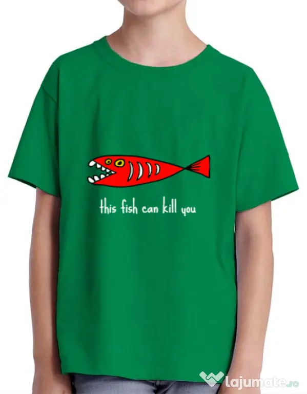 Tricou ADLER copil This fish can kill you Verde mediu