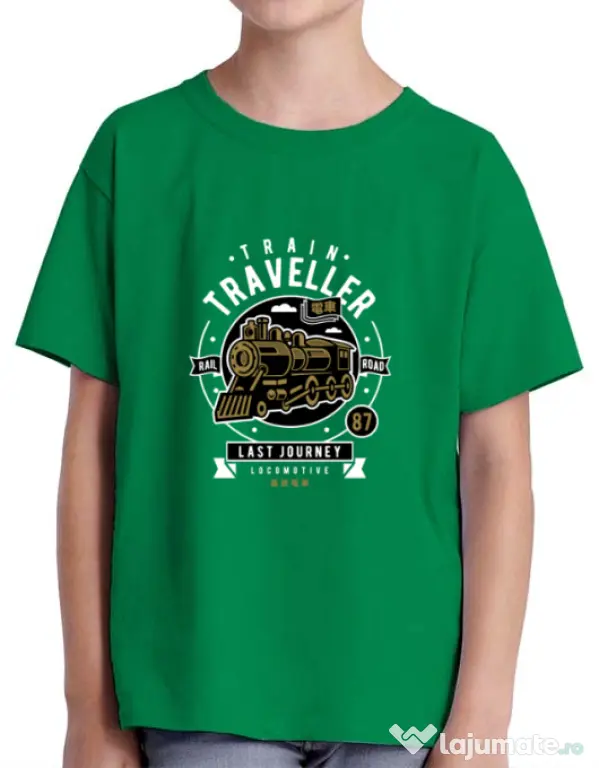 Tricou ADLER copil Train Traveller Verde mediu