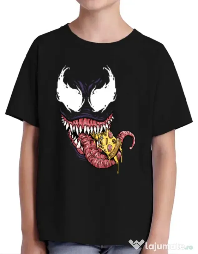 Tricou ADLER copil Venom pizza Negru