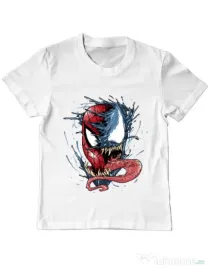 Tricou ADLER copil Venom vs Spiderman Alb