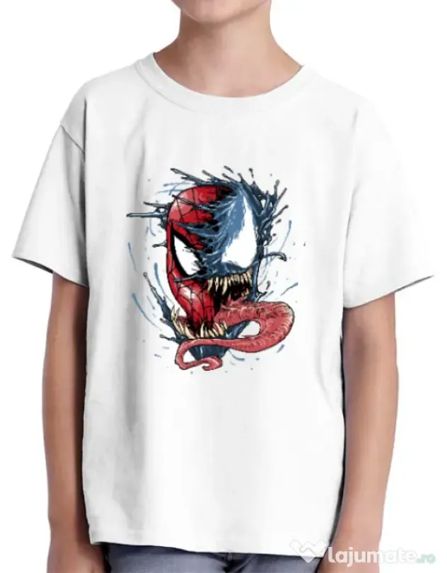 Tricou ADLER copil Venom vs Spiderman Alb
