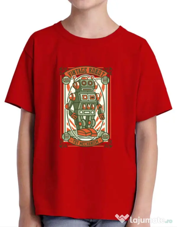 Tricou ADLER copil Vintage Robot Rosu