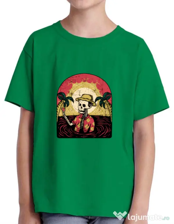 Tricou ADLER copil Welcome to My Paradise Verde mediu
