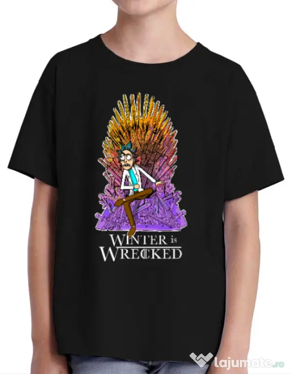Tricou ADLER copil Winter is wrecked Negru