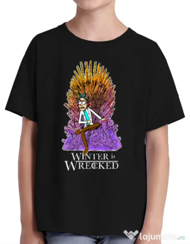 Tricou ADLER copil Winter is wrecked Negru