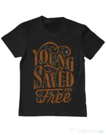 Tricou ADLER copil Young Saved And Free Negru