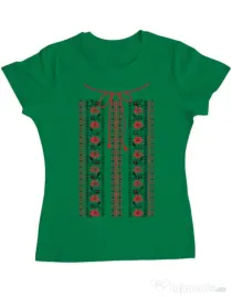 Tricou ADLER dama Etno 2 Verde mediu