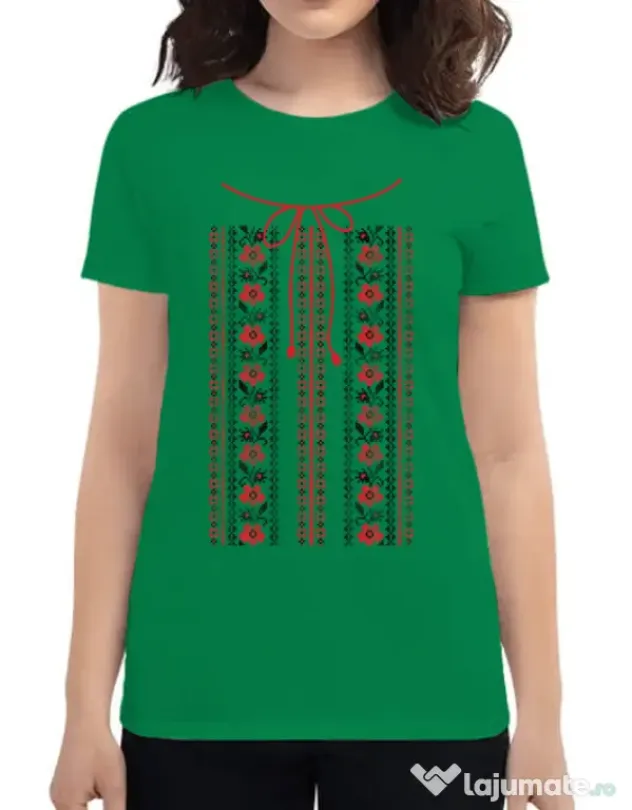 Tricou ADLER dama Etno 2 Verde mediu