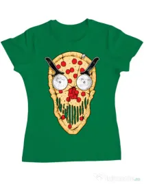 Tricou ADLER dama Pizza skull Verde mediu