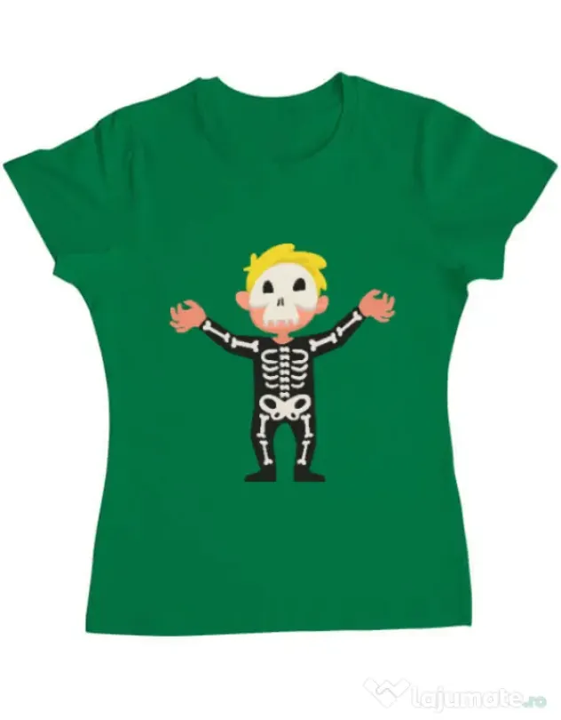 Tricou ADLER dama Halloween Skull Verde mediu