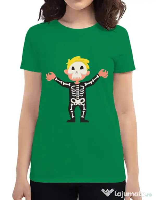 Tricou ADLER dama Halloween Skull Verde mediu