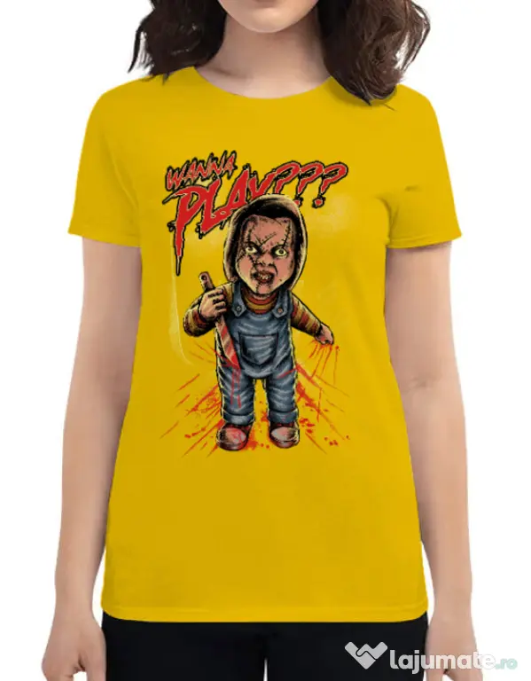 Tricou ADLER dama Wanna play Galben