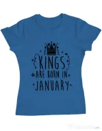 Tricou ADLER dama Kings are born in January Albastru azuriu