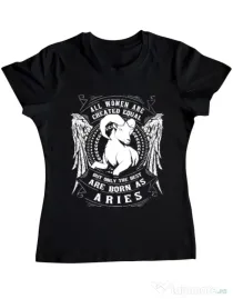 Tricou ADLER dama The best women are born as Aries Negru