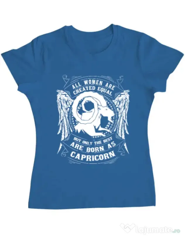 Tricou ADLER dama The best women are born as Capricorn Albastru azuriu