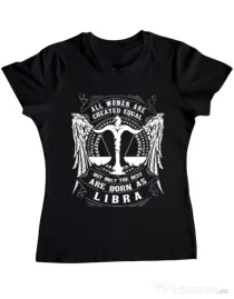 Tricou ADLER dama The best women are born as Libra Negru