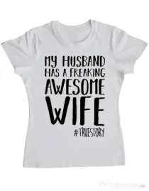 Tricou ADLER dama Awesome wife Alb
