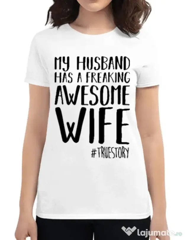 Tricou ADLER dama Awesome wife Alb