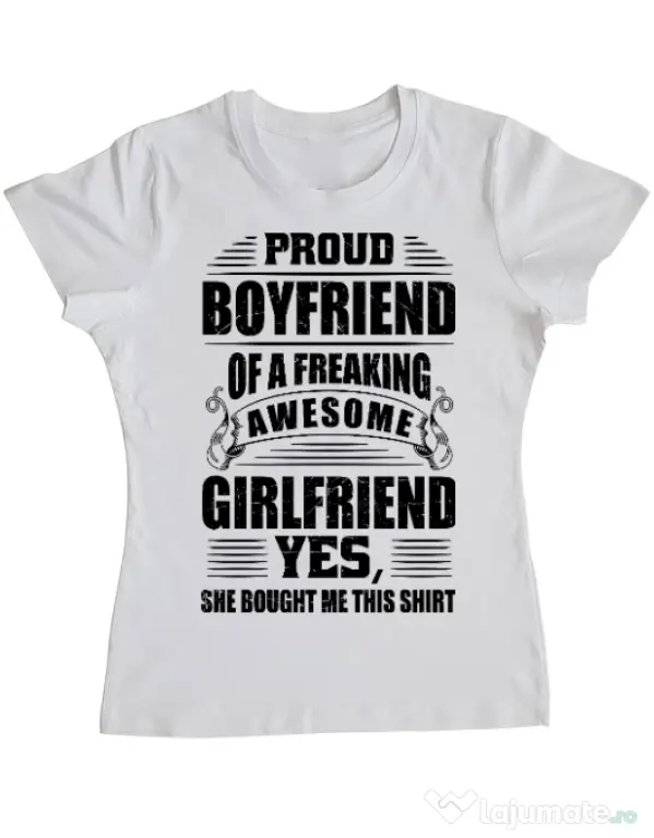 Tricou ADLER dama Proud boyfriend Alb